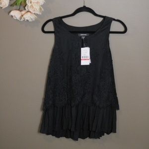 Karen Kane| Lace Overlayed Ruffeled Bottom | Black